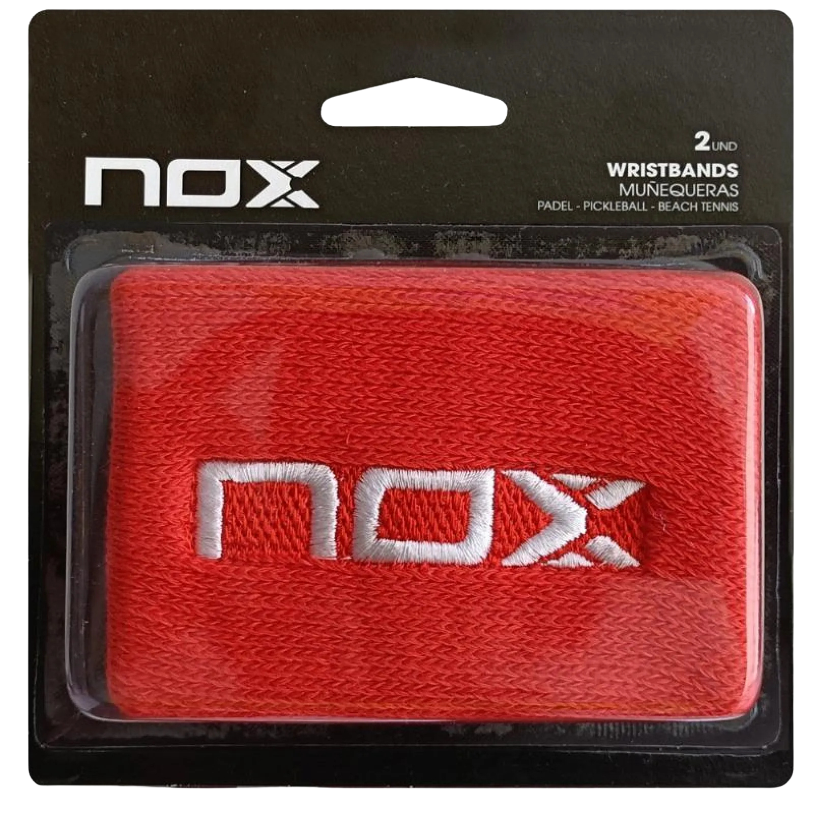 Muñequera Nox Roja Logo Blanco 2 Unidades